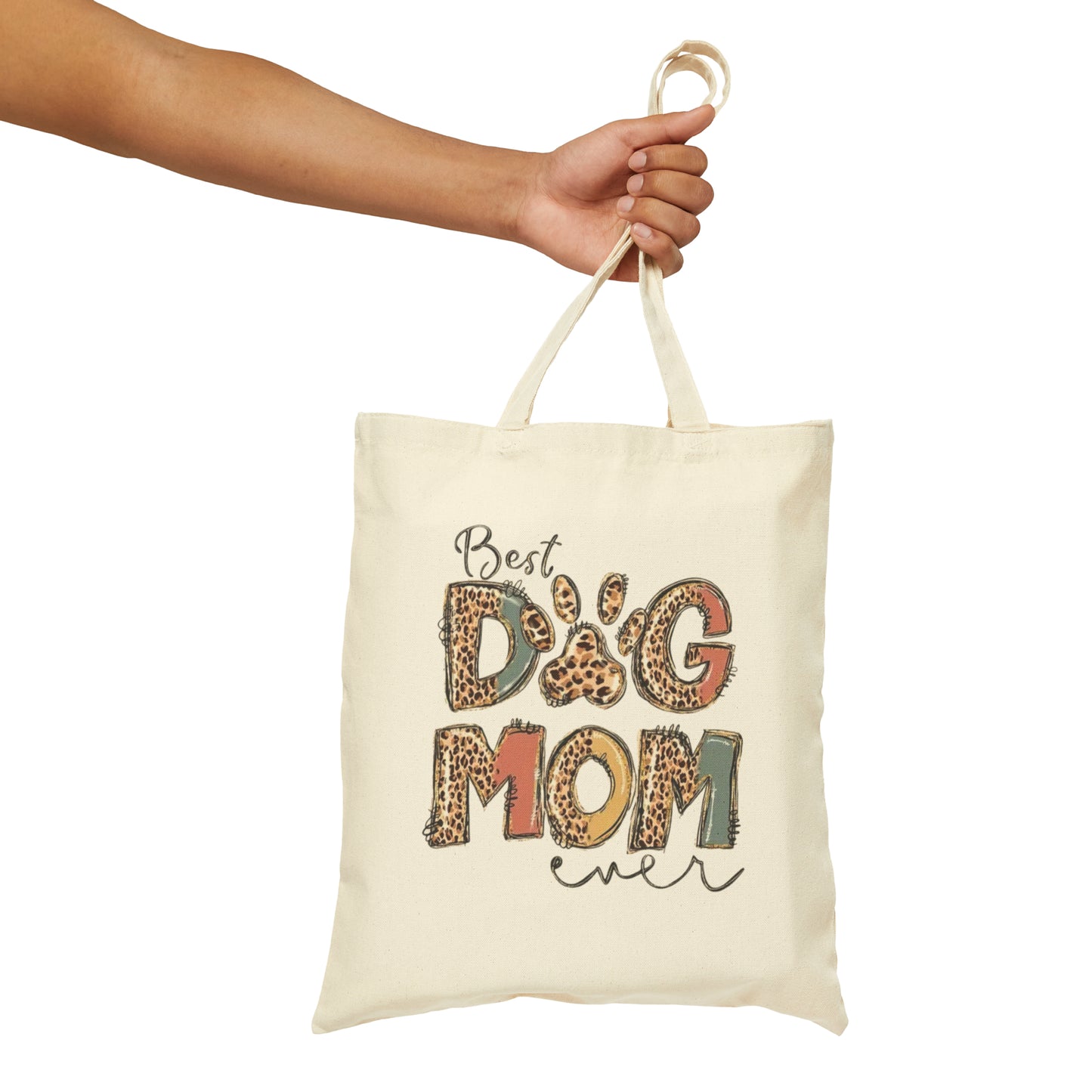 Cotton Canvas Dog Mom Tote Bag