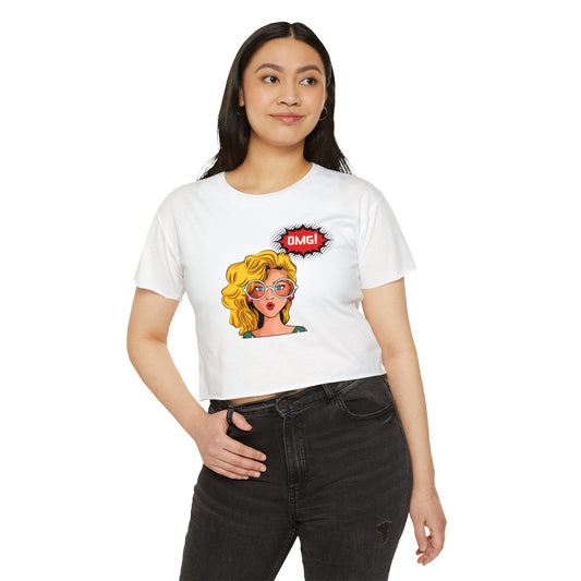 Retro Vintage Lady Wow! Cropped T-Shirt