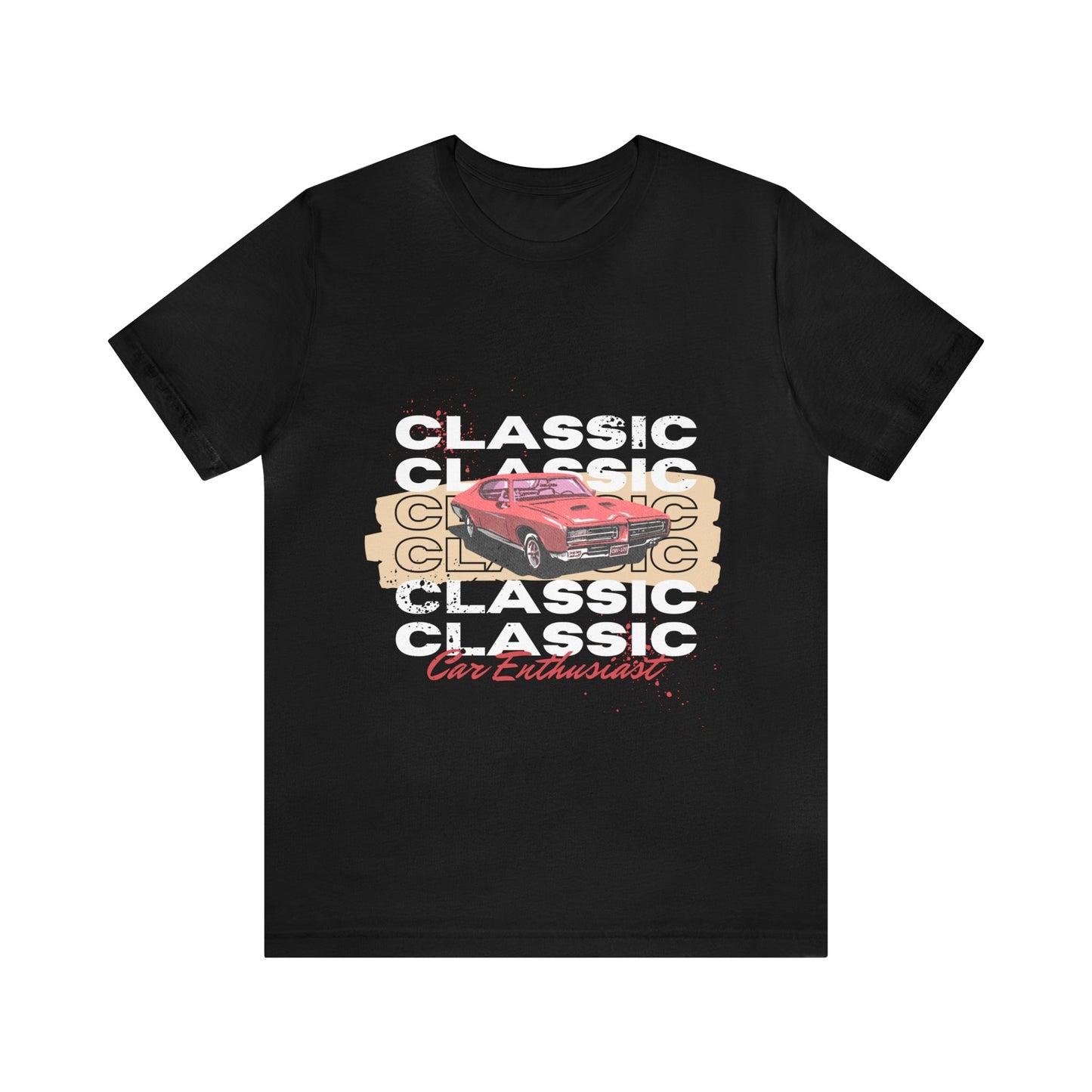 Red Black Illustrated Classic Car T-Shirt