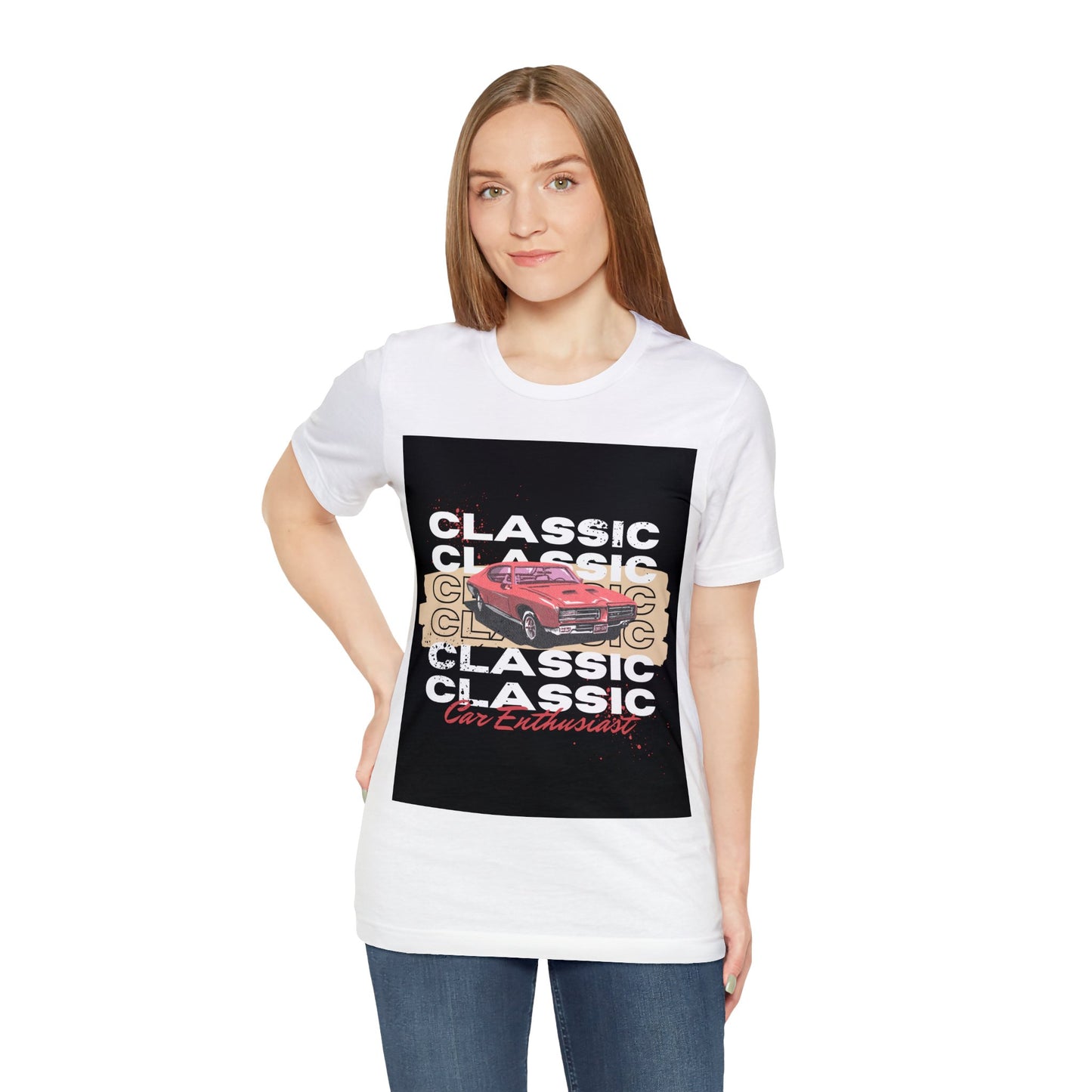 Red Black Illustrated Classic Car T-Shirt