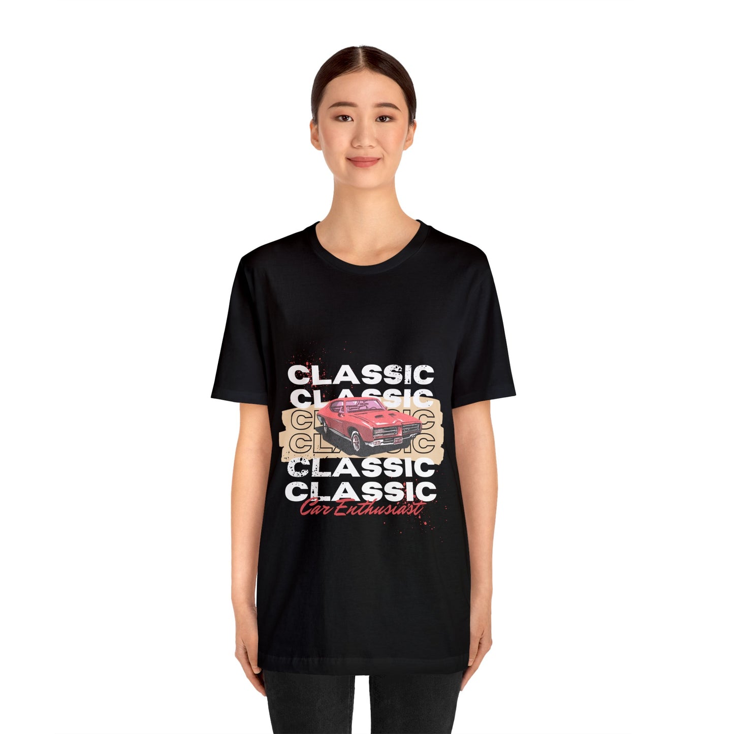 Red Black Illustrated Classic Car T-Shirt