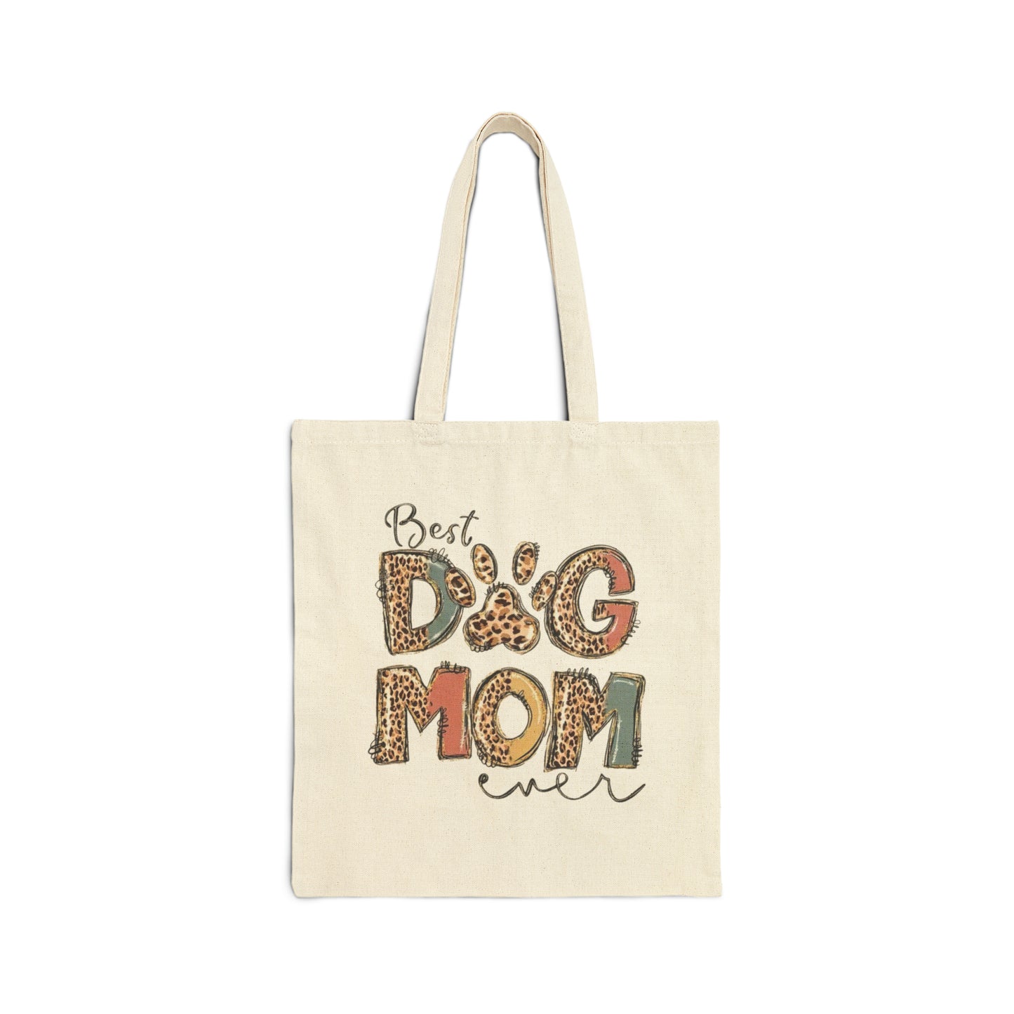 Cotton Canvas Dog Mom Tote Bag