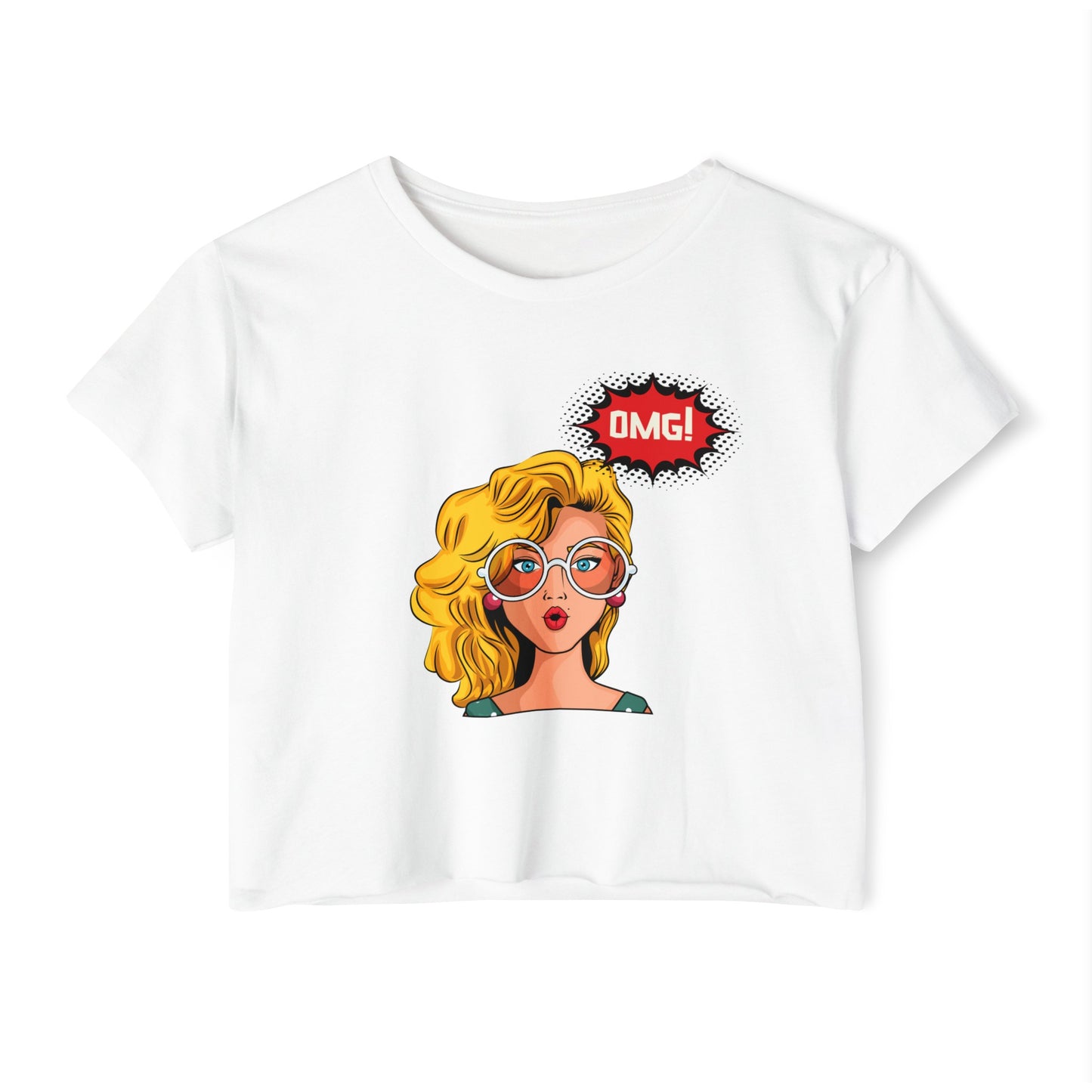 Retro Vintage Lady Wow! Cropped T-Shirt