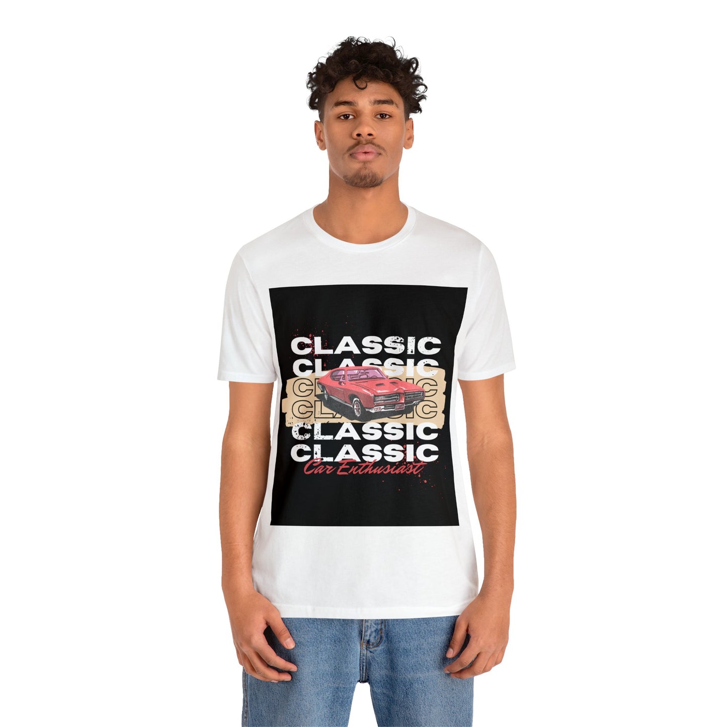 Red Black Illustrated Classic Car T-Shirt