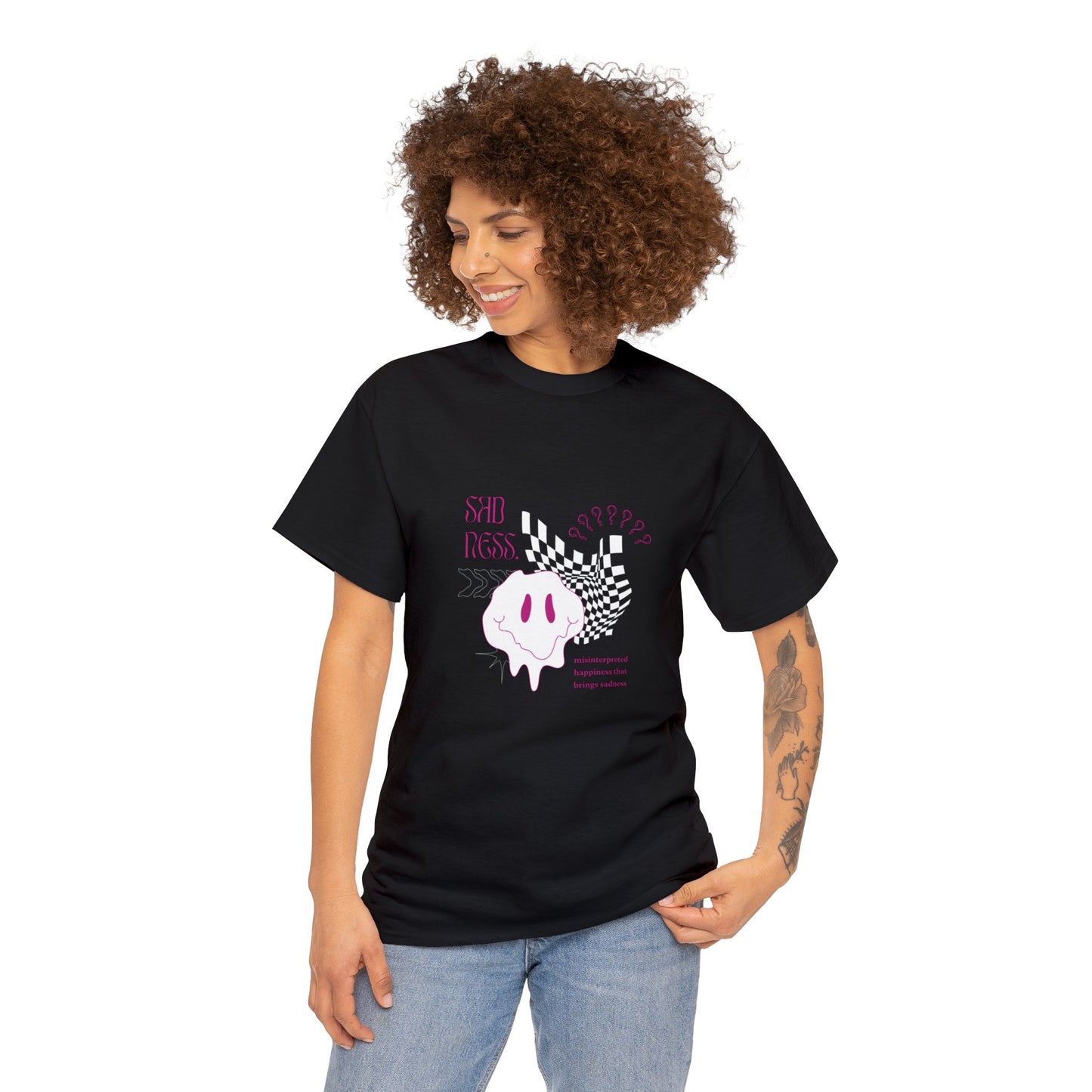 Pink Black Graphic Typography T-Shirt