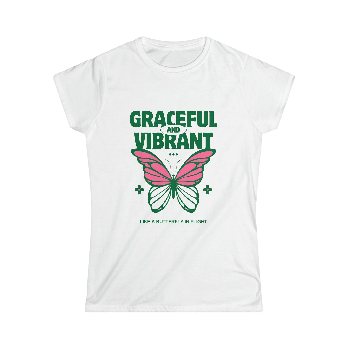 Green Pink Modern Illustration Butterfly T-Shirt