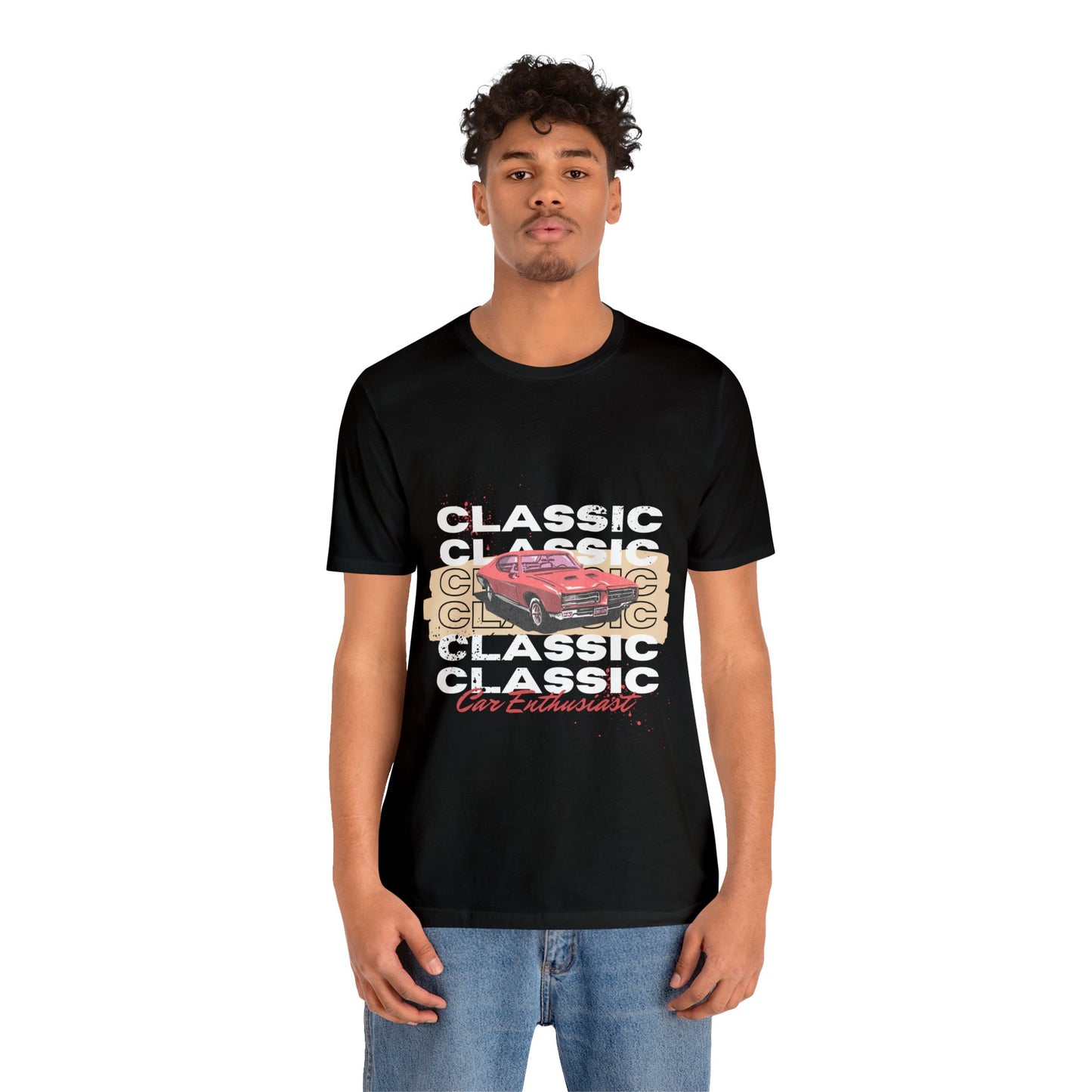 Red Black Illustrated Classic Car T-Shirt