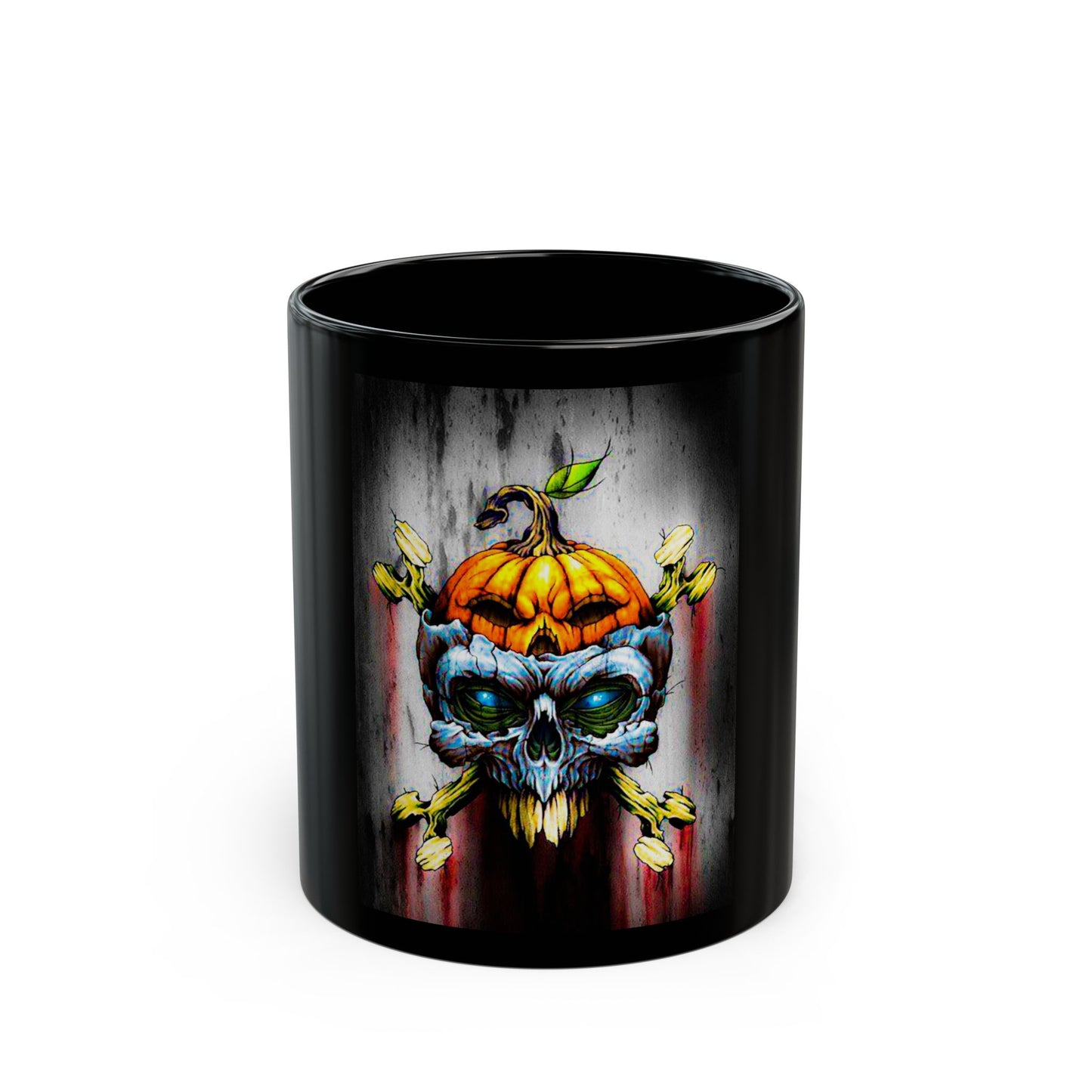 Pumpkin And Skelton Black Mug